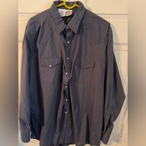 Western Frontier Classic Men's Long-Sleeve Button-Up Shirt - Navy